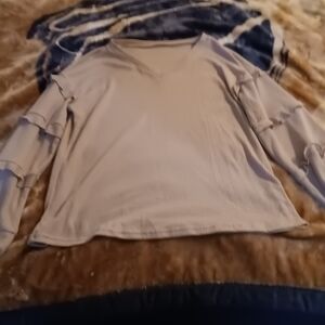 Women's Gray V-Neck Top